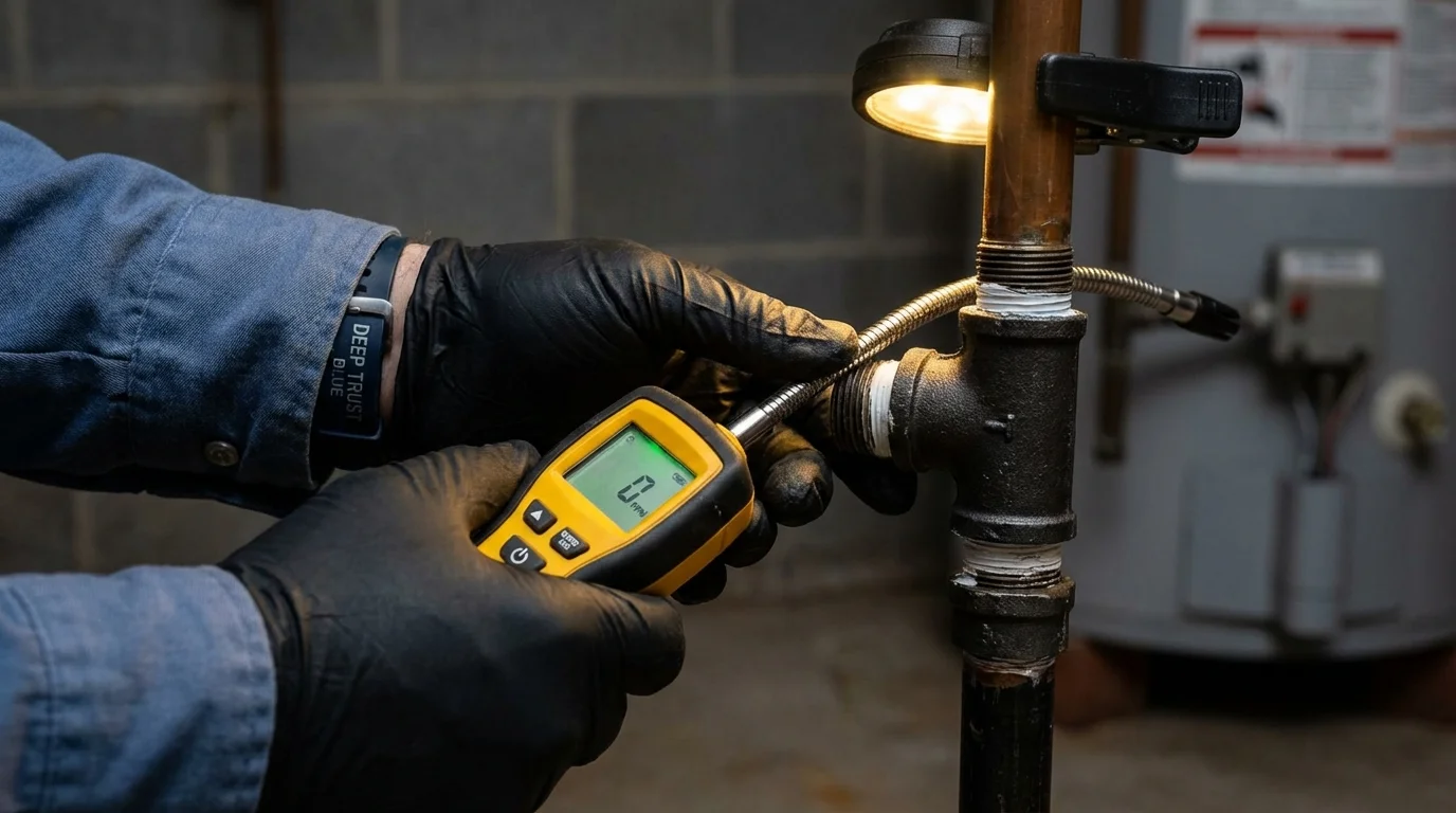 Gas leak detection with electronic sniffer by Johns Plumbing LLC in Vian